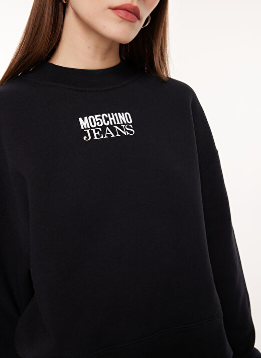 Moschino Jeans Bisiklet Yaka Baskılı Siyah Kadın Sweatshırt J1702 4