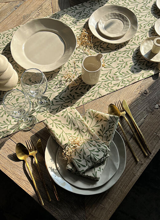 Sertex Home Krem Yaprak Desenli Peçete 2
