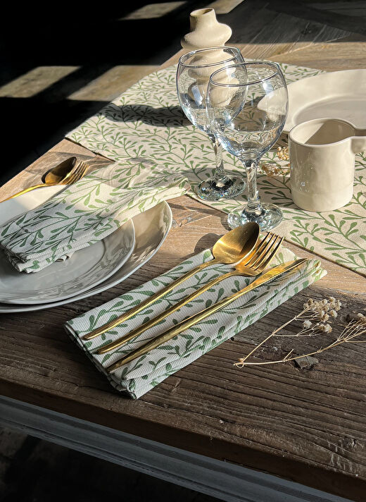 Sertex Home Krem Yaprak Desenli Peçete 3