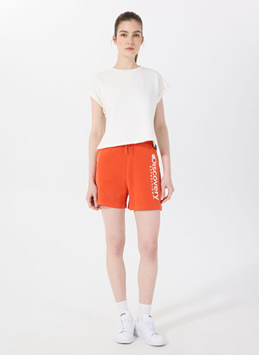 Discovery Expedition D4SL-SHT3023 Nar Çiçeği  Standart Fit Baskılı Kadın Sweat Şort 2