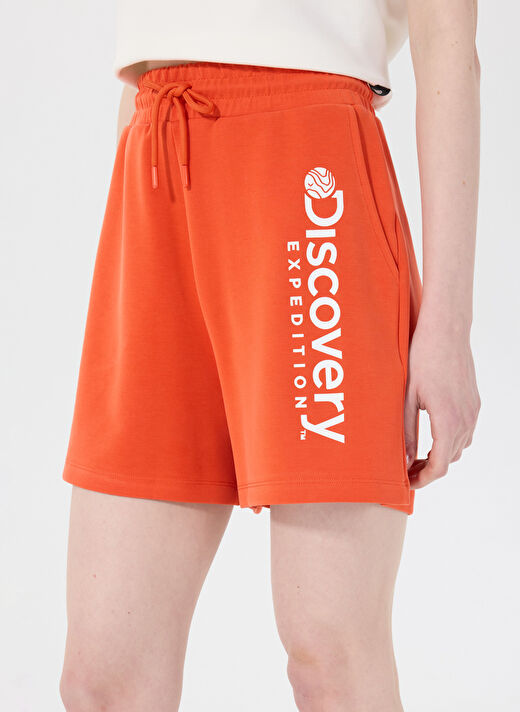 Discovery Expedition D4SL-SHT3023 Nar Çiçeği  Standart Fit Baskılı Kadın Sweat Şort 4