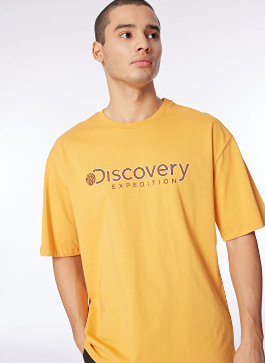 Discovery Expedition Turuncu Erkek Bisiklet Yaka Loose Fit Baskılı T-Shirt D4SM-TST3255 1