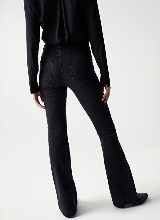 Salsa Jeans 21004615 Siyah Kadın Yüksek Bel Flare Denim Pantolon 4
