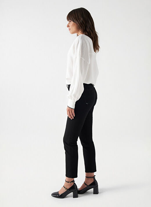 Orta Bel Cropped Fit Siyah Kadın Denim Pantolon 21006957 3