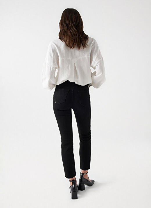 Orta Bel Cropped Fit Siyah Kadın Denim Pantolon 21006957 4