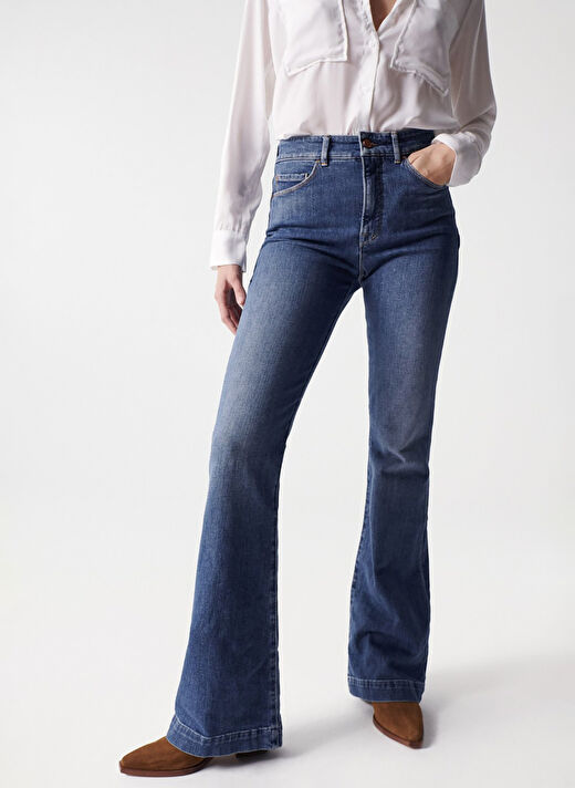 21004234 Mavi Kadın Yüksek Bel Flare Denim Pantolon 21004234 2