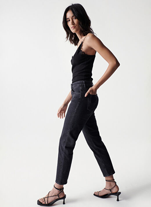 Salsa Jeans Siyah Kadın Yüksek Bel Mom Fit Denim Pantolon 21004613  3