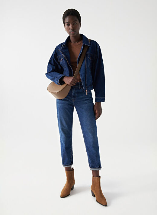 Koyu Mavi Kadın Denim Ceket 21007037 1