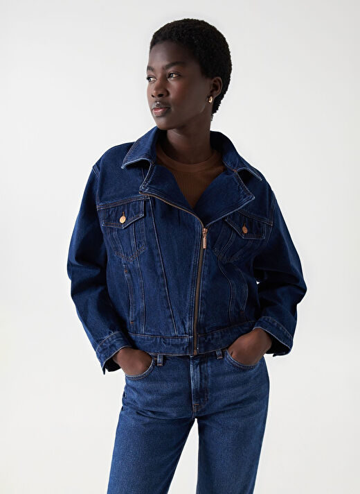 Koyu Mavi Kadın Denim Ceket 21007037 2