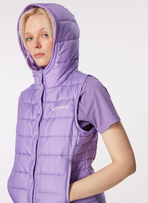 Caterpillar Siyah Kadın Dik Yaka Standart Kapitone Puffer Yelek C3WG-YLK02  4