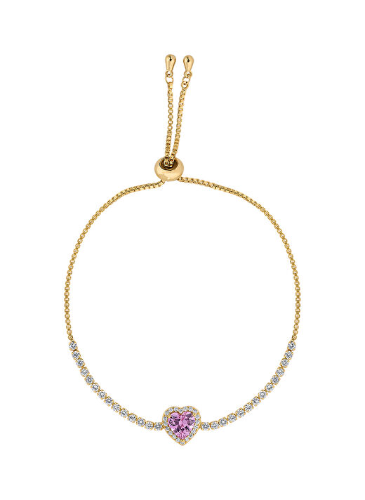 Treasure&Co. Gold Renk Pembe Taş Detaylı Ayarlanabilir Bileklik 1