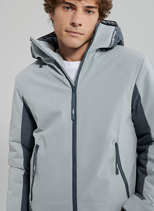Mavi Kapüşonlu Regular Fit / Normal Kesim Gri Erkek Mont M0110329-8077 1