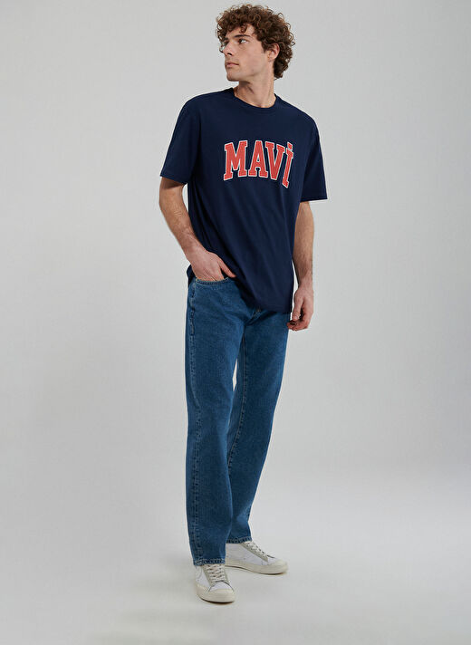 Mavi Düz Yaka Düz Koyu Lacivert Erkek T-Shirt M0611711-84371_MAVİ LOGO TİŞÖRT 2