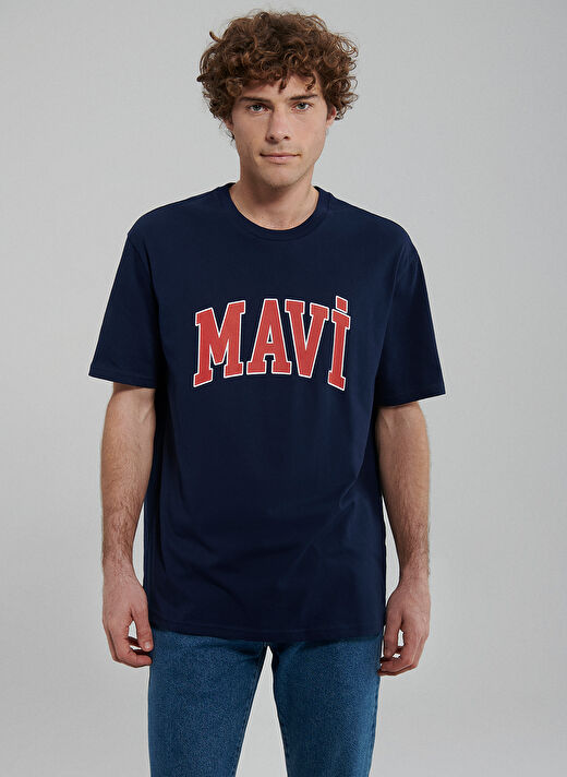 Mavi Düz Yaka Düz Koyu Lacivert Erkek T-Shirt M0611711-84371_MAVİ LOGO TİŞÖRT 4