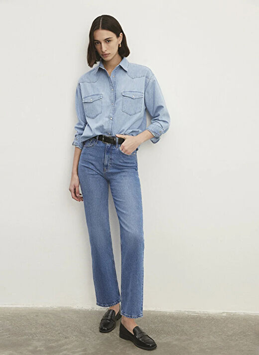 Mavi SKY Yüksek Bel Straight Mavi Kadın Denim Pantolon M1010627-87211 2