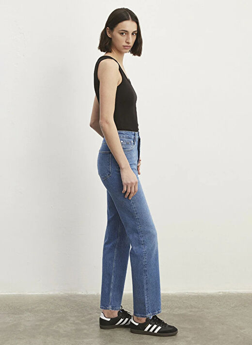 Mavi SKY Yüksek Bel Straight Mavi Kadın Denim Pantolon M1010627-87211 4