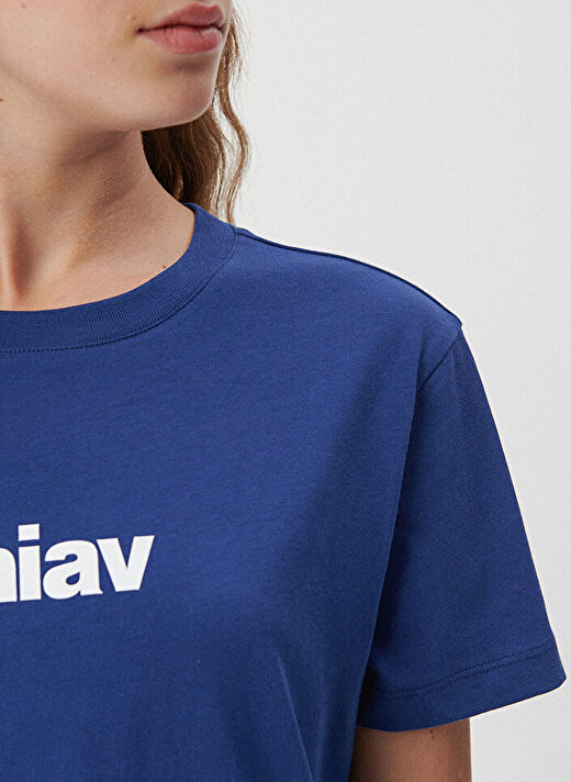 Mavi Bisiklet Yaka Mavi Kadın T-Shirt M1610622-70722-MİAV BASKILI TİŞÖRT 4