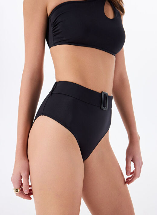 Fabrika Siyah Kadın Yüksek Bel Bikini Alt 24-TIGE 3