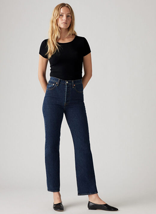 Levis RIBCAGE STRAIGHT ANKLE SALSA DARK Yüksek Bel Straight Fit Koyu Mavi Kadın Denim Pantolon 1