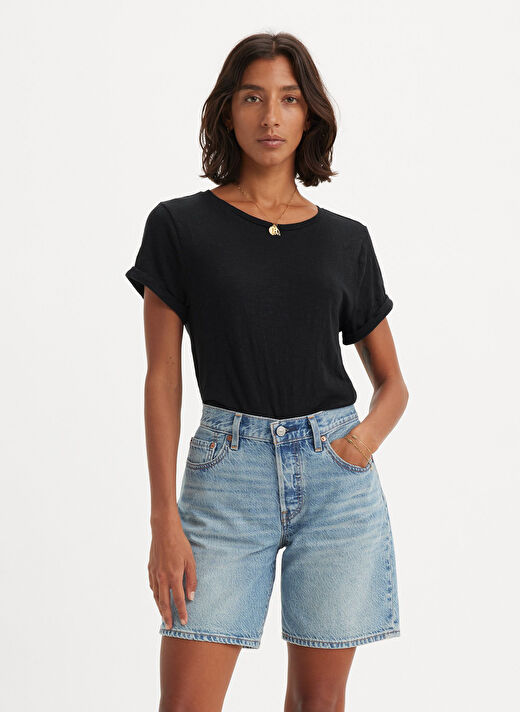 Levis Bisiklet Yaka Düz Siyah Kadın T-Shirt MARGOT TEE CAVIAR 1