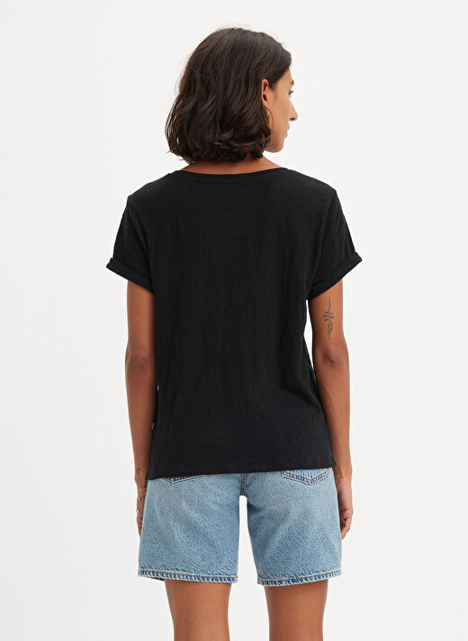 Levis Bisiklet Yaka Düz Siyah Kadın T-Shirt MARGOT TEE CAVIAR 2