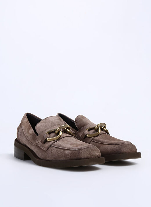 Laura Bellariva Bej Kadın Süet Loafer P9160A 2