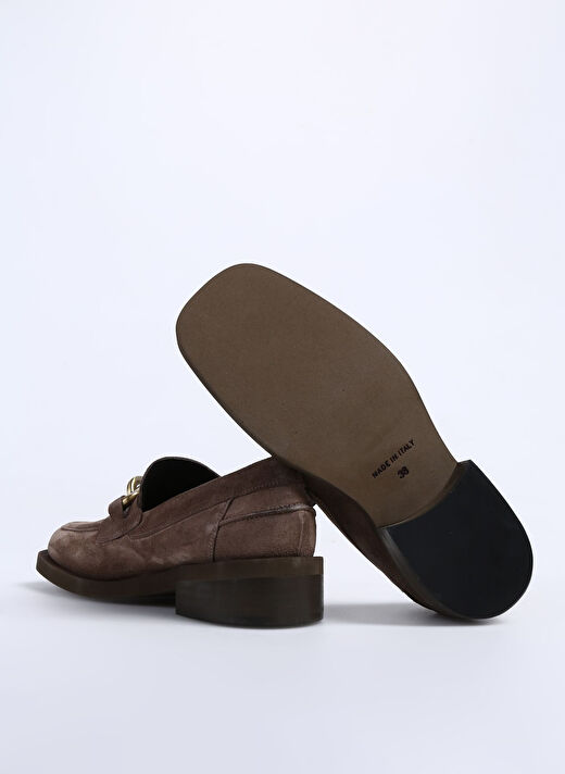 Laura Bellariva Bej Kadın Süet Loafer P9160A 4