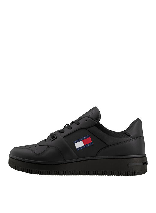 Tommy Hilfiger Siyah Erkek Deri Sneaker TJM RETRO BASKET ESS 1