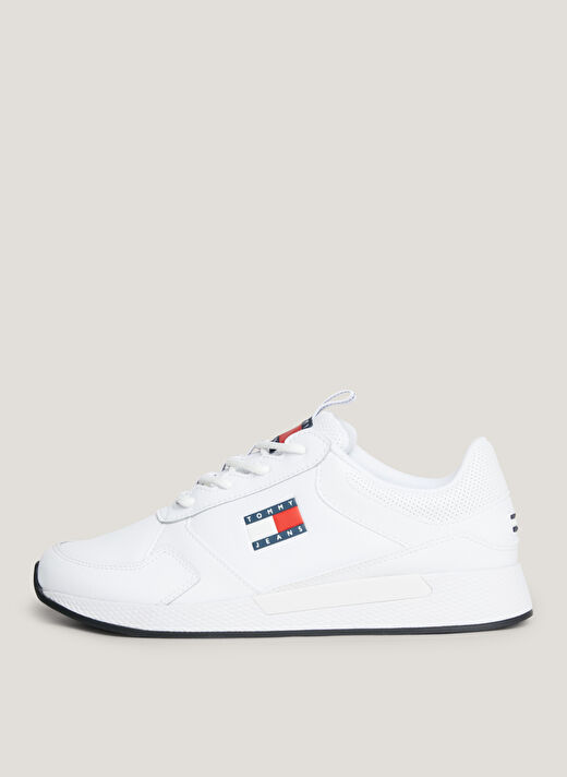 Tommy Hilfiger Beyaz Erkek deri Sneaker TOMMY JEANS FLEXI RUNNER 2