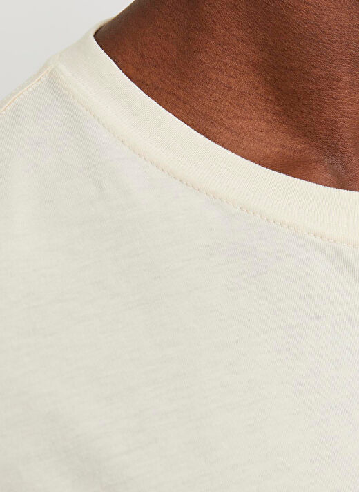 Jack & Jones Bisiklet Yaka Krem Erkek T-Shirt JORBLOCKPOP TEE SS CREW NECK TG LN 4