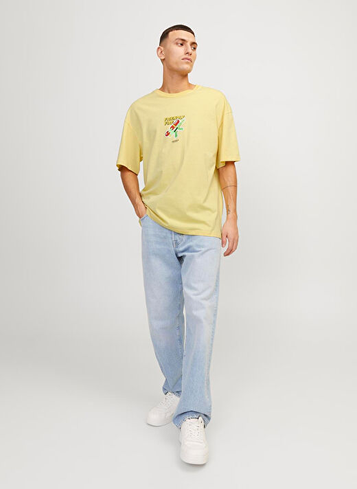 Jack & Jones Bisiklet Yaka Sarı Erkek T-Shirt JORBLOCKPOP TEE SS CREW NECK TG LN 3