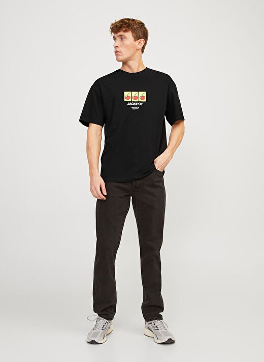 Jack & Jones Bisiklet Yaka Siyah Erkek T-Shirt JORBLOCKPOP TEE SS CREW NECK TG LN 3