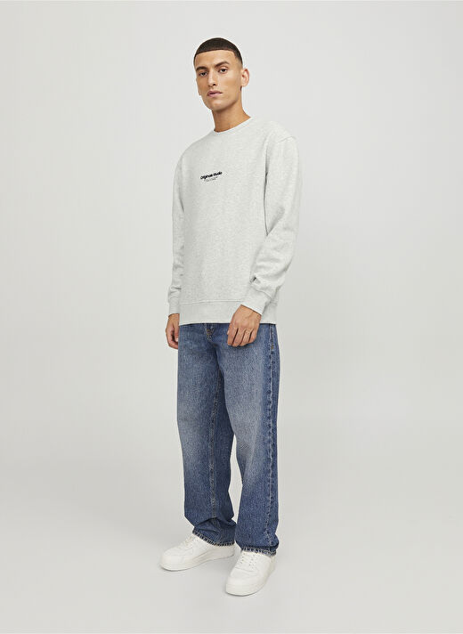 Jack & Jones Bisiklet Yaka Beyaz Melanj Erkek Sweatshırt JORVESTERBRO SWEAT CREW NECK NOOS 3
