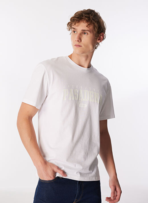 Jack & Jones Bisiklet Yaka Beyaz Erkek T-Shirt JJCORY TEE SS CREW NECK 3