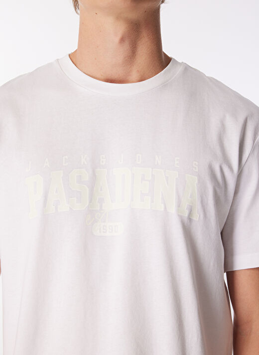 Jack & Jones Bisiklet Yaka Beyaz Erkek T-Shirt JJCORY TEE SS CREW NECK 4