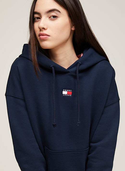 Lacivert Kadın Kapüşon Yaka Sweatshirt TJW BXY BADGE HOODIE   3