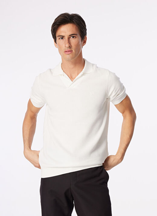 Brooks Brothers Polo Yaka Standart Ekru Erkek Kazak BBSS24MKL012 4