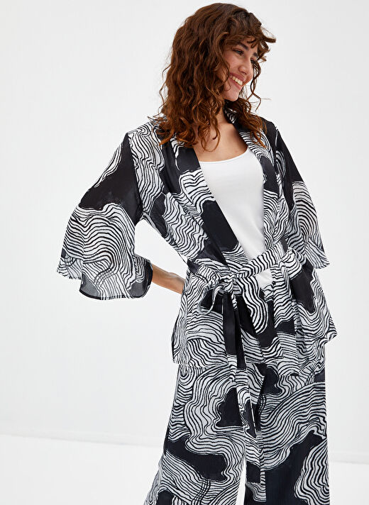 Faik Sönmez Siyah Kadın Kimono U68493 3