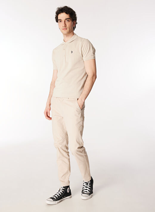 U.S. Polo Assn. Normal Bel Normal Paça Slim Fit Taş Erkek Pantolon KENLY 1