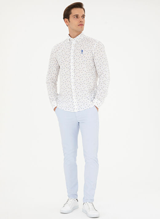 U.S. Polo Assn. Normal Bel Normal Paça Slim Fit Açık Mavi Erkek Pantolon KENLY 3