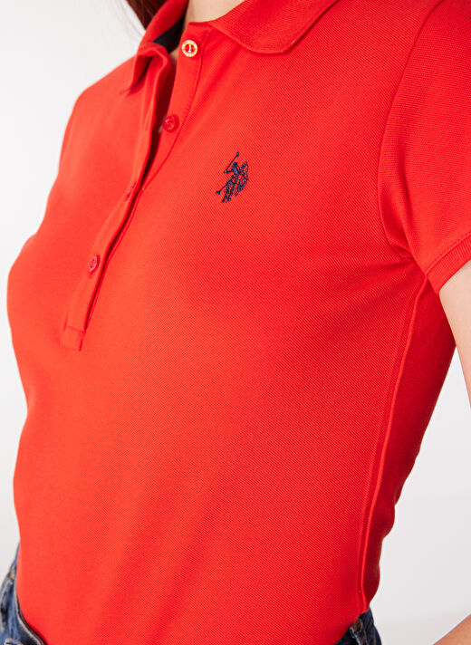 U.S. Polo Assn. Polo Yaka Kırmızı Kadın T-Shirt GTP-IY24 4