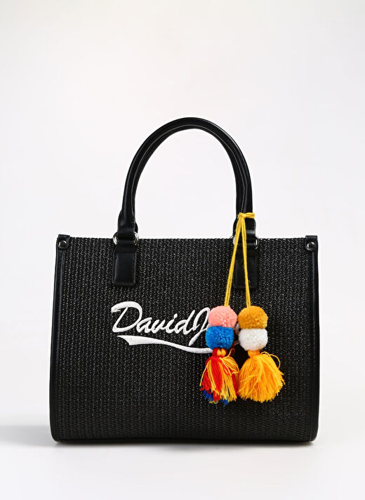 David Jones Siyah Kadın Hasır Omuz Çantası CM6674 1