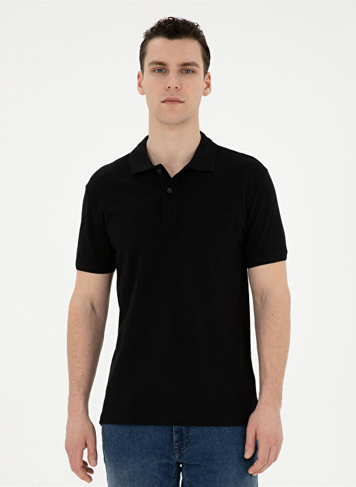 Pierre Cardin Düz Siyah Erkek Polo T-Shirt SUNNY-R 1