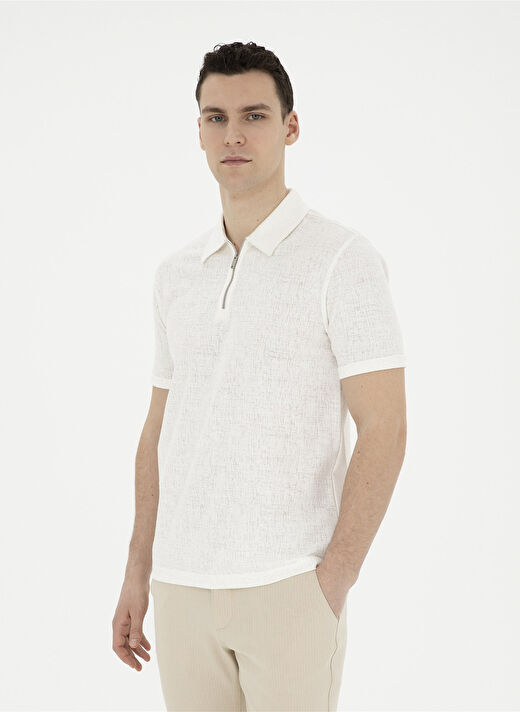 Pierre Cardin Jakarlı Ekru Erkek Polo T-Shirt TISSEL 3