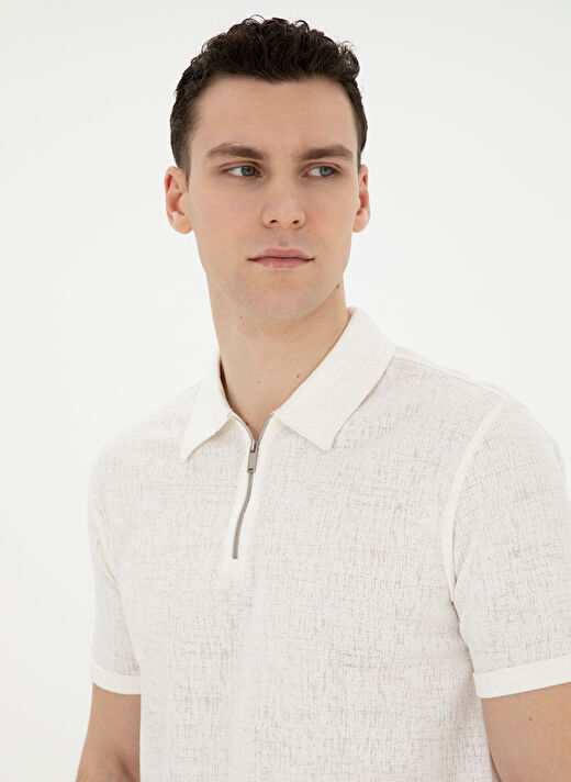 Pierre Cardin Jakarlı Ekru Erkek Polo T-Shirt TISSEL 4