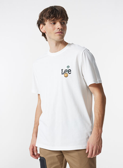Lee Bisiklet Yaka Kırık Beyaz Erkek T-Shirt L241582102 Bisiklet Yaka T-shirt 2