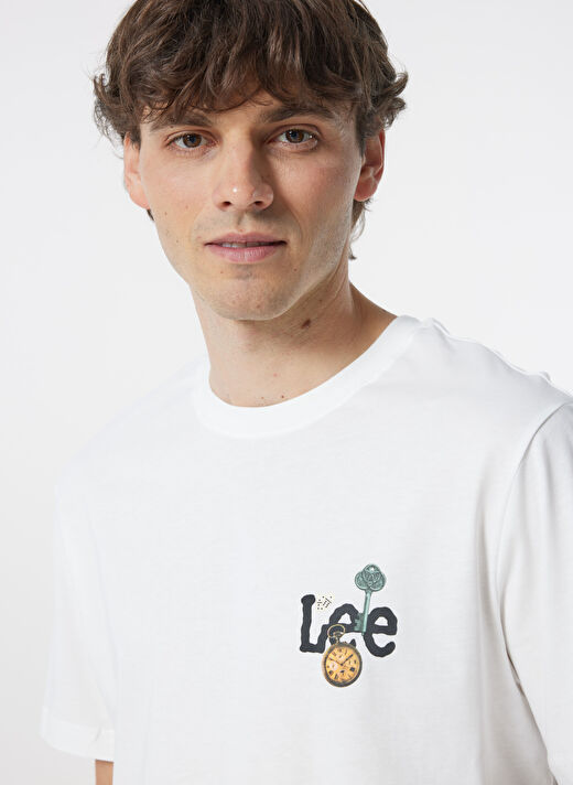 Lee Bisiklet Yaka Kırık Beyaz Erkek T-Shirt L241582102 Bisiklet Yaka T-shirt 3