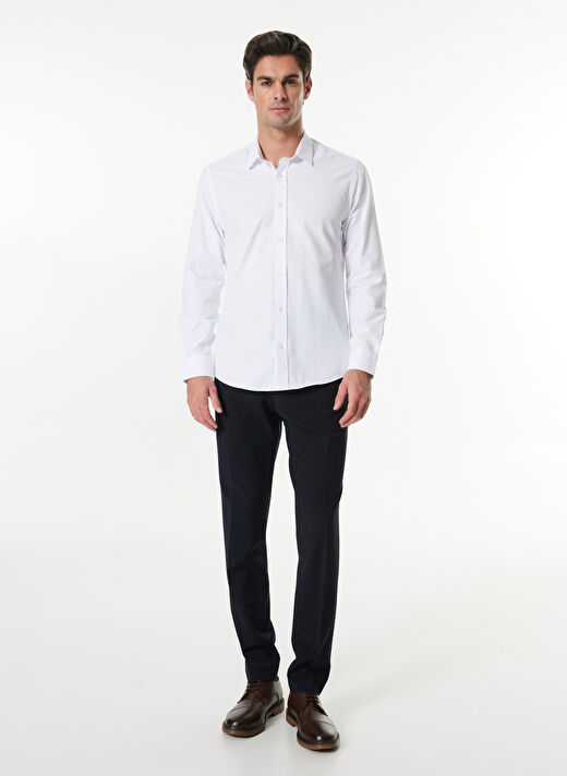 Fabrika Beyaz Erkek Slim Fit Armürlü Gömlek MAYDOS 305 2