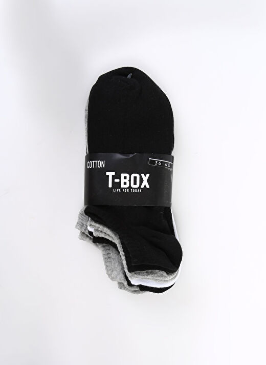 Siyah - Gri - Beyaz Erkek Sneaker Çorabı 5Lİ PATİK ERK    1