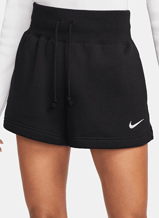 Nike Siyah Kadın Normal Düz Şort FD1409-010 W NSW PHNX FLC HR SHORT  2